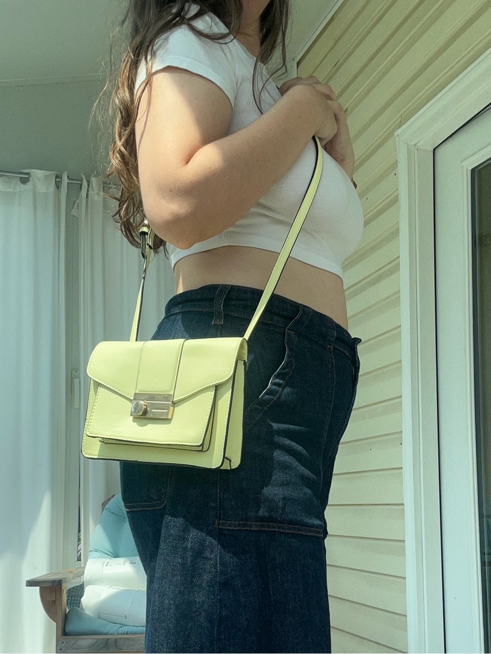 Vintage Citron Crossbody Bag - Structured Shoulder Purse